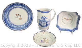 (4) Porcelain Pieces Made by Mottahedeh for the American Market. See Marks. 