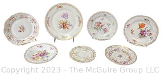 7 European Porcelain Plates including Dresden, Rosenthal and Limoges