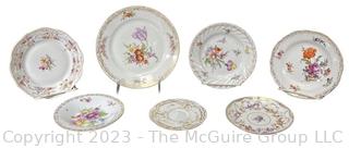 7 European Porcelain Plates including Dresden, Rosenthal and Limoges