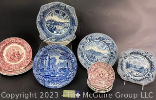 Assortment of Transferware includes Wedgwood Spode Johnson Bros. 
