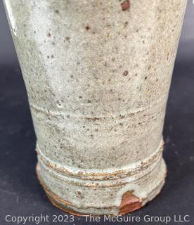 Two (2) Pieces of Hand Thrown Asian Stoneware Ceramics with Crackle Glaze Including Jug and Planter. 
 