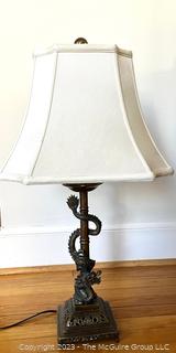 Dragon Form Table Lamp with Shade (One of Pair. See Lot 80KR)