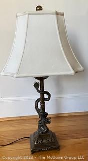 Dragon Form Table Lamp with Shade (One of Pair. See Lot 80KR)