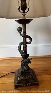 Dragon Form Table Lamp with Shade (One of Pair. See Lot 80KR)