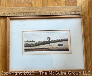 Framed Landscape numbered print titled "Marlborough-Wales". Pencil signed lower right. 11 x 14"  