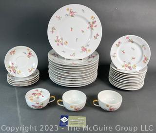 L. Bernardaud & Co. Limoges China: (11) dinner plates, (12) salad plates, (3) Cups, (5) Saucers