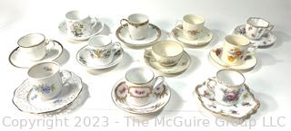 Collection of Porcelain Tea Cups and Saucers with Marks    