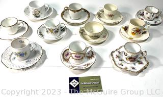 Collection of Porcelain Tea Cups and Saucers with Marks    