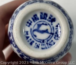 Grouping of Six (6) Small Blue & White Chinese Porcelain Vases. 3"T