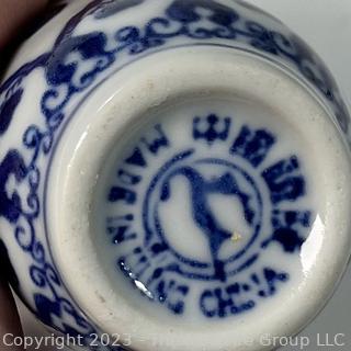 Grouping of Six (6) Small Blue & White Chinese Porcelain Vases. 3"T