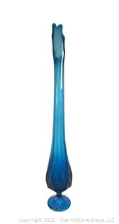 Cobalt Blue Mid Century Glass Vase. 4.5" base, 30"T