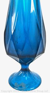 Cobalt Blue Mid Century Glass Vase. 4.5" base, 30"T