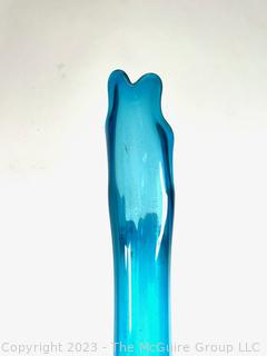 Cobalt Blue Mid Century Glass Vase. 4.5" base, 30"T