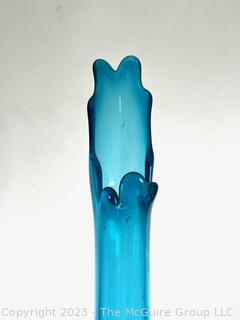 Cobalt Blue Mid Century Glass Vase. 4.5" base, 30"T