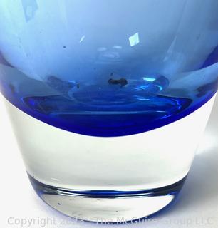 Cobalt Blue Crystal Glass Torpedo Vase.  3 x 12.5"