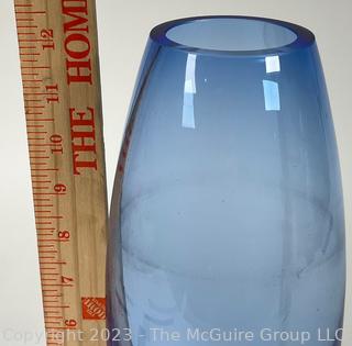 Cobalt Blue Crystal Glass Torpedo Vase.  3 x 12.5"