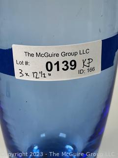 Cobalt Blue Crystal Glass Torpedo Vase.  3 x 12.5"