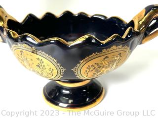 Three (3) Black, Made in Greece 24K Gold Decorative Pieces. Tallest is 9"