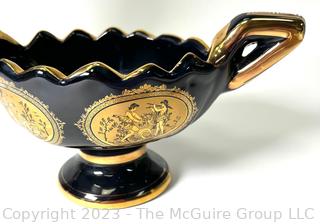 Three (3) Black, Made in Greece 24K Gold Decorative Pieces. Tallest is 9"