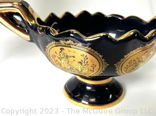 Three (3) Black, Made in Greece 24K Gold Decorative Pieces. Tallest is 9"