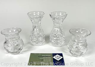 Four (4) Small Clear Cut Crystal Glass Bud Vases. 