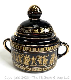 Black, Made in Greece 24K Gold Decorated Tea Set 