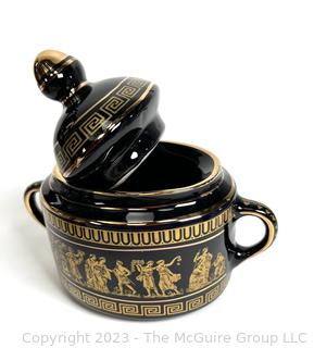 Black, Made in Greece 24K Gold Decorated Tea Set 