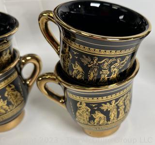 Black, Made in Greece 24K Gold Decorated Tea Set 