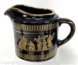 Black, Made in Greece 24K Gold Decorated Tea Set 