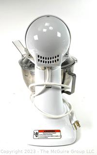 White KitchenAid Mixer with Tools and Accessories