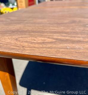 Mid Century Modern Walnut Dining Table with Leaf.  59"l x 36"w x 30"t