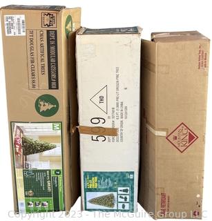 Three (3) Artificial Christmas Trees in Boxes. 