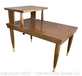 Mid Century Modern Mersman #8195 Two Tier End Table. 18"w, 28.5"long, 22" Total height.