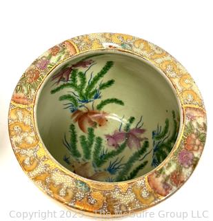 Two (2) Royal Satsuma Hand Painted Porcelain Items Including Decorative Bowl and Koi Fish Bowl Planter.