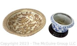 Two (2) Porcelain Hand Painted Bowl and Planter