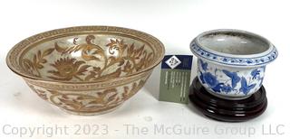 Two (2) Porcelain Hand Painted Bowl and Planter