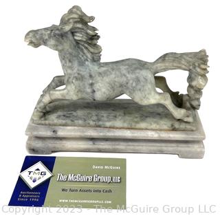 Chinese Hand Carved Stone Flying Horse Statue.  6" x 5".