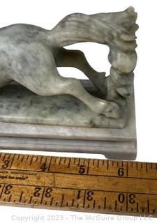 Chinese Hand Carved Stone Flying Horse Statue.  6" x 5".