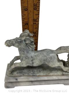 Chinese Hand Carved Stone Flying Horse Statue.  6" x 5".