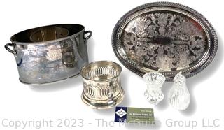 Collection of Serving Items Including Silver Plate and Crystal