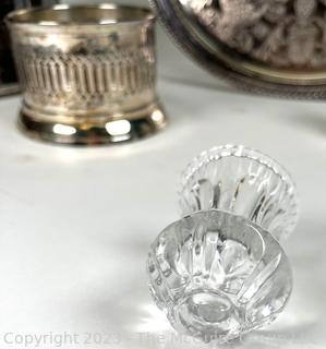 Collection of Serving Items Including Silver Plate and Crystal