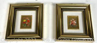 Stone "Jade" Tree with Four (4) Gilt Framed Art Miniatures