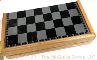 Vintage Cardinal Globe Hardwood Dominoes Double Nine in original box. No. 554. Two (2) Backgammon boards. One of the boards has Chess board On outside and Backgammon board on the inside.