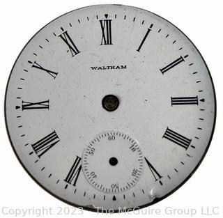 American Waltham Pocket Watch Movement SN# 887939 with Enamel Dial