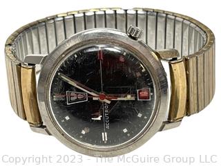 Bulova Accutron Wrist Watch with Date Day Black Dial 