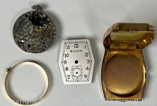 Group of Watch Parts Including Bulova Pocket Watch Movement