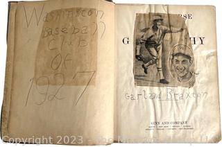 1927 Washington Senators Scrapbook Made by Pasting Photos into School Geography Book. 