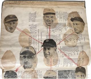 1927 Washington Senators Scrapbook Made by Pasting Photos into School Geography Book. 