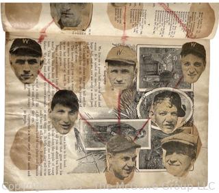 1927 Washington Senators Scrapbook Made by Pasting Photos into School Geography Book. 