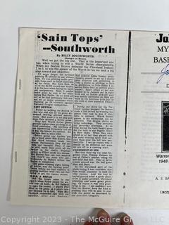 Baseball Ephemera of Pitcher Johnny Sain including autograph